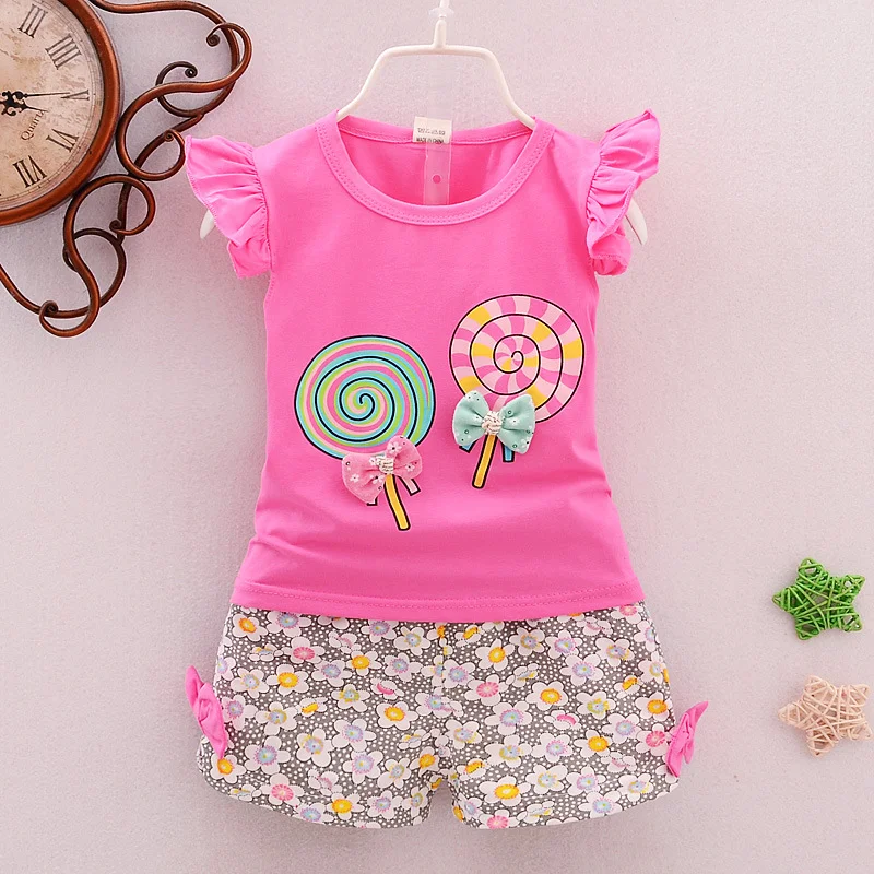 Koreaanse tweedelige cartoonkleding voor meisjes van katoen, comfortabel en perfect voor dagelijks gebruik, ideaal voor kinderkleding. — foto 1