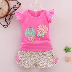 Koreaanse tweedelige cartoonkleding voor meisjes van katoen, comfortabel en perfect voor dagelijks gebruik, ideaal voor kinderkleding. — foto 1