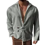 Cardigã solto com lapela e botões, camisa de manga comprida. Perfeito para um visual casual e elegante, ideal para usar em diversas ocasiões. — foto 2