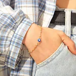 Pulseira S925 Prata Olho Demoníaco Esmalte Óleo Gotejante Feminina Simples Moda Design Elegante e Protetor — foto 4
