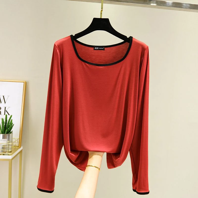 Title 3, Modal Square Collar Long Sleeve Thin Shirt