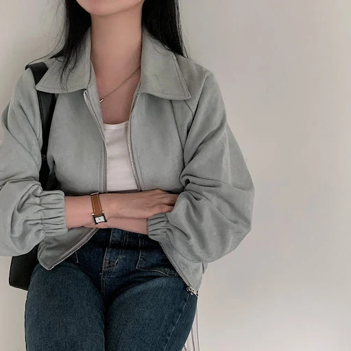Title 25, Retro Lapel Loose Zip Long Sleeve Short Coat of...