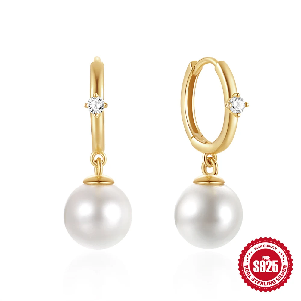 Brincos S925 de prata esterlina com strass e pérolas. Brilho deslumbrante e elegância. O presente perfeito para qualquer ocasião, luxo acessível. — foto 15