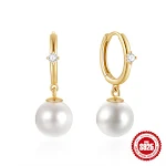 Brincos S925 de prata esterlina com strass e pérolas. Brilho deslumbrante e elegância. O presente perfeito para qualquer ocasião, luxo acessível. — foto 15