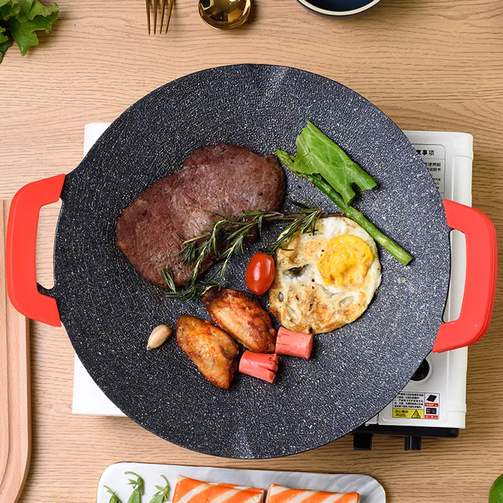 Outdoor Korean BBQ Plate Round Maifan Stone. Experience authentic Korean BBQ with even cooking and easy cleaning. Perfec — photo 4