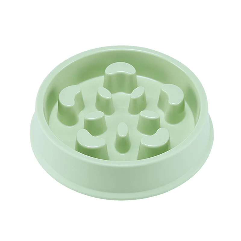 Title 6, Petal-shaped plastic slow feeding bowl for pets...
