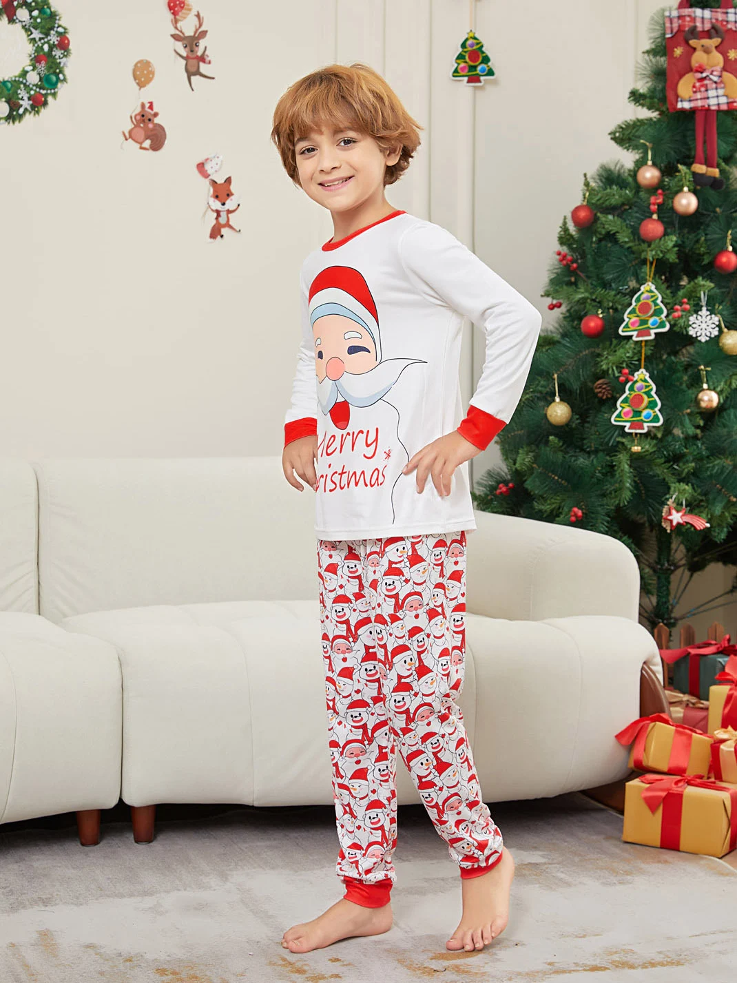 Title 11, Letter Snowman Christmas Parent-child Suit Prin...