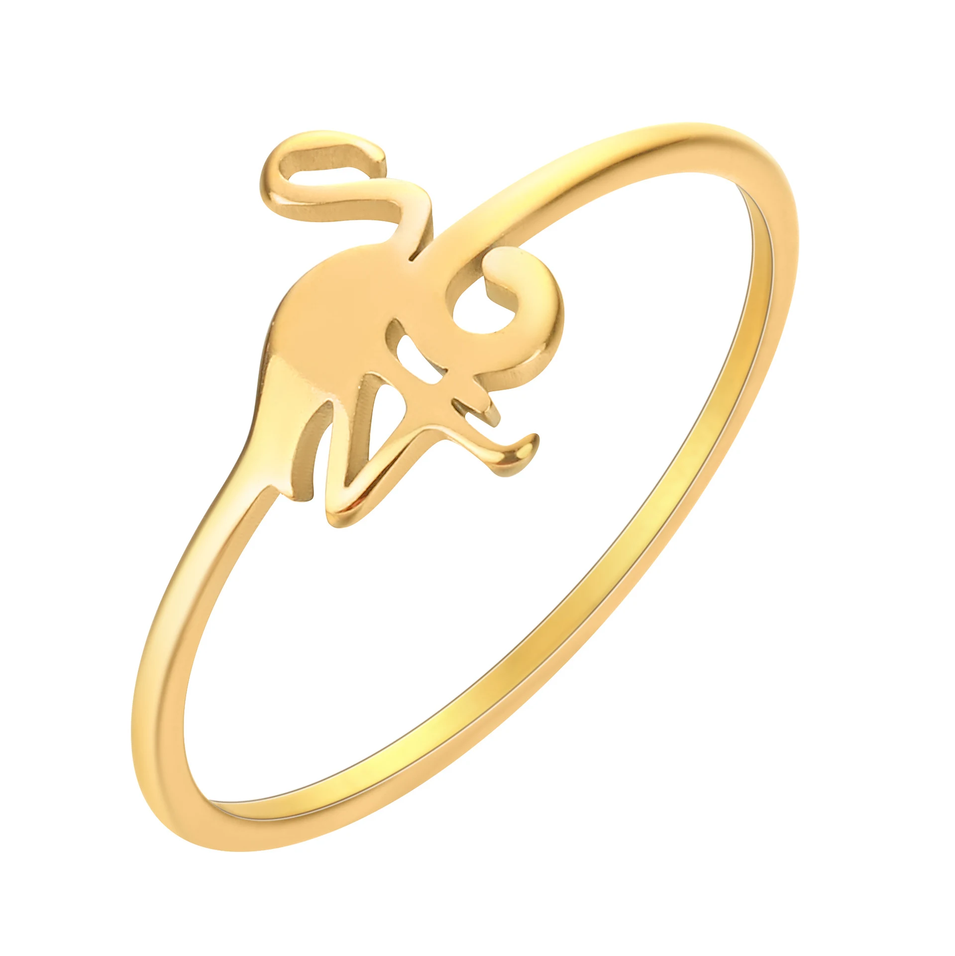 Anel de moda feminino em aço inoxidável com pequeno flamingo, design fashion, resistente e charmoso, ideal para looks diários. — foto 7