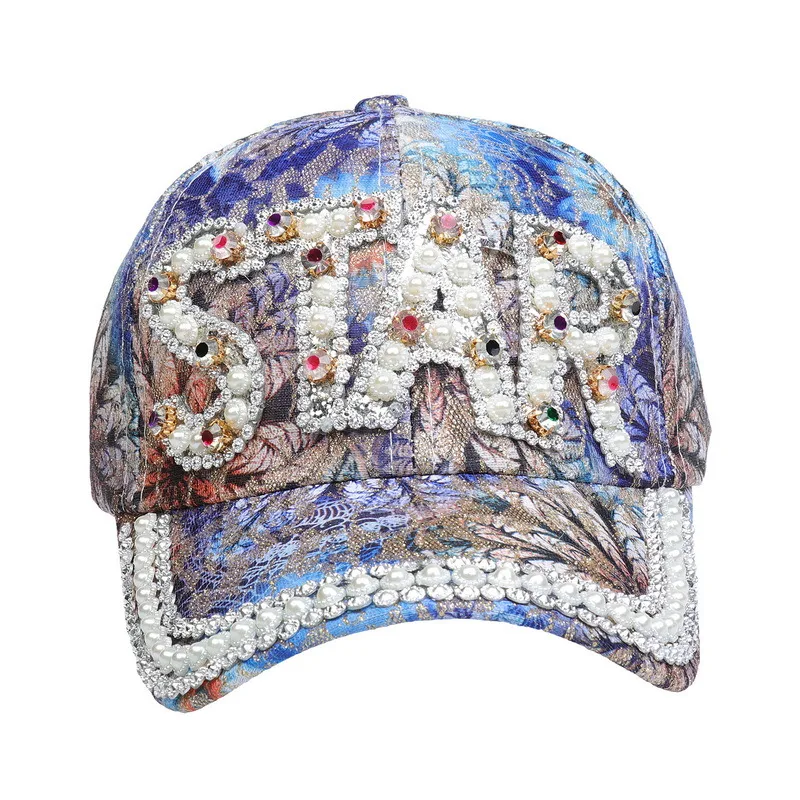 Title 28, Sequined Diamond Baseball Cap with Letter Desig...