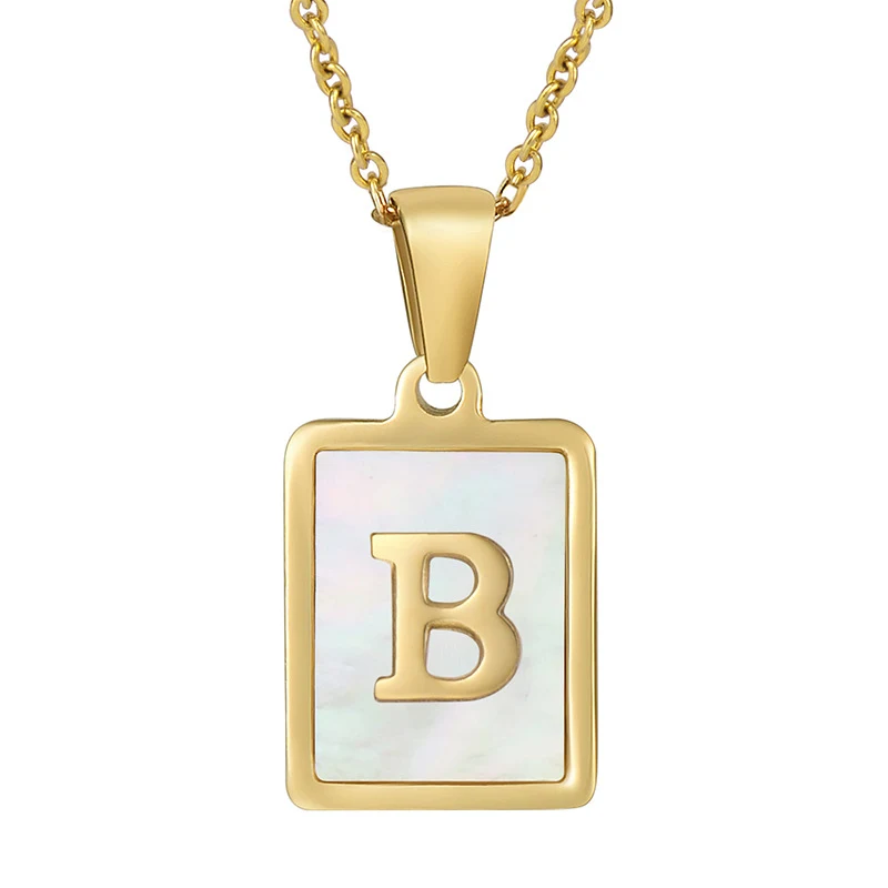 Collana Donna Fashion con Lettera in Acciaio Inossidabile e Conchiglia. Un accessorio elegante per personalizzare il tuo stile. Idea regalo perfetta. — foto 23
