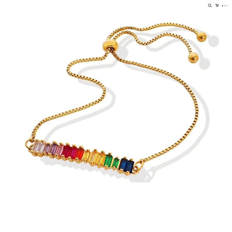 Pulseira minimalista com zircônias coloridas para presentear. Um acessório vibrante e elegante, ideal para amantes de presentes e estilo moderno. — foto 3