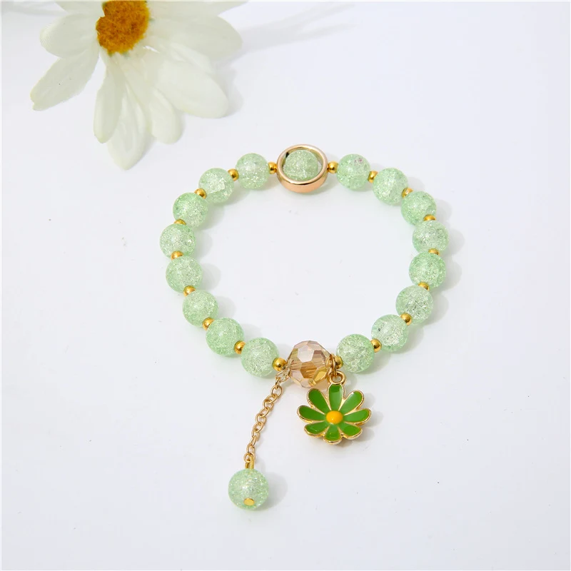 Pulseira de contas de cristal com fio de girassol, pulseira Ins. Adicione um toque de sol ao seu visual. Elegância e estilo em um acessório único. — foto 7