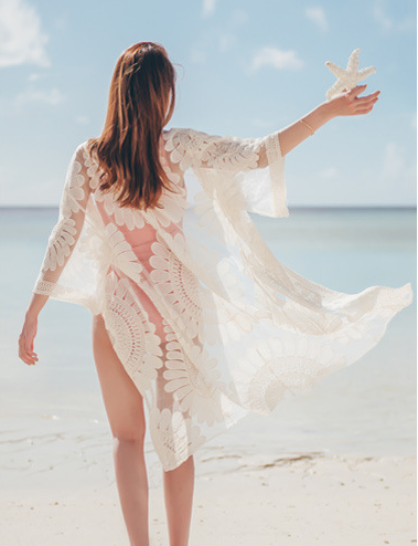 Korean small chest gathered slim one-piece swimsuit for women, with long cardigan and slim blouse, providing sun protect — photo 10