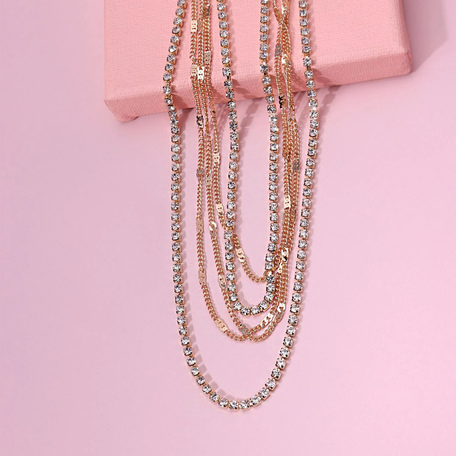 Title 6, Colar de strass com corrente de garra, diamante...
