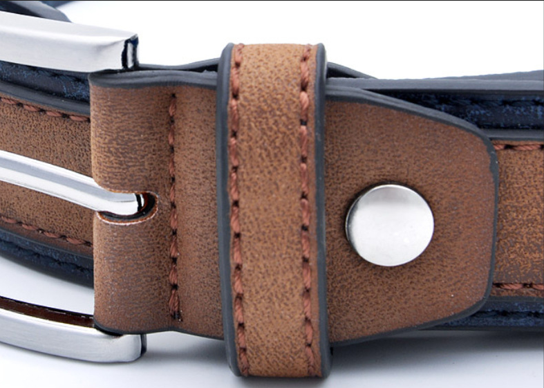 Title 7, Novo cinto masculino com fivela de couro pu casual