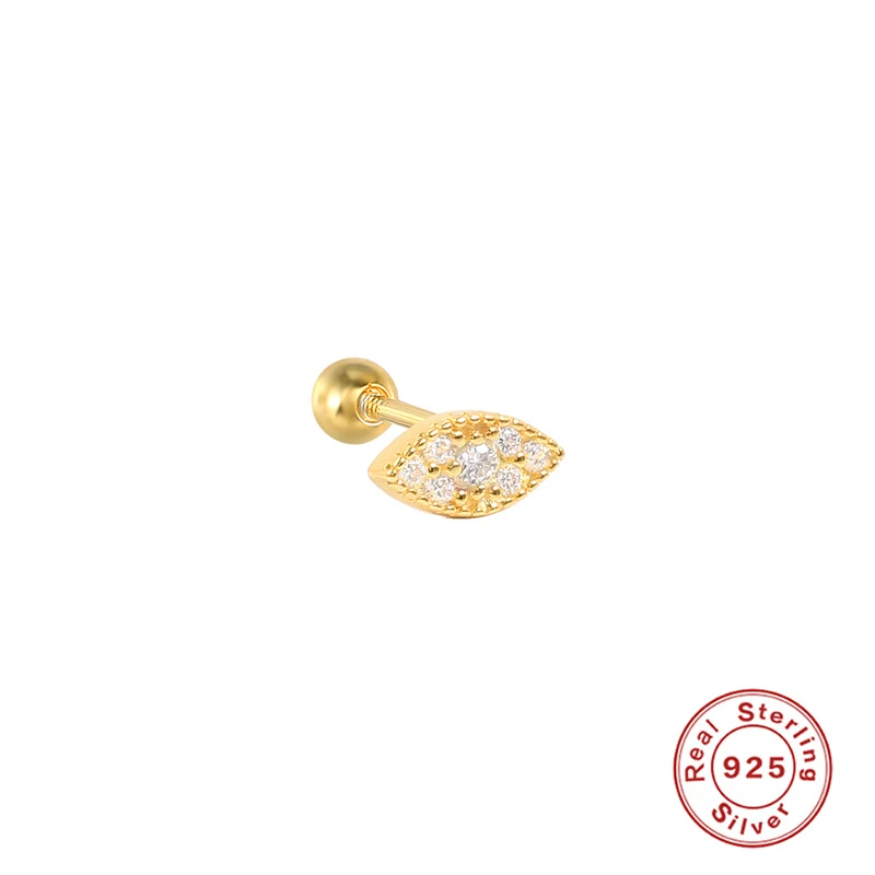 Brinco de cartilagem perfurado de olho grego único em prata S925 com diamante, elegância e proteção para o seu dia a dia. — foto 3