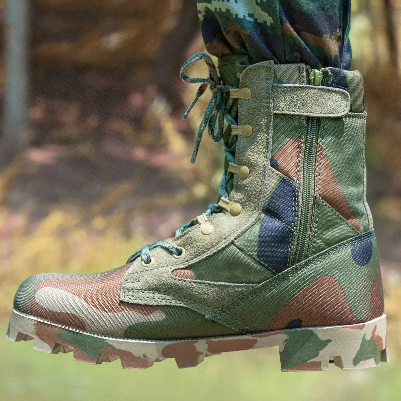 Spring High-top Breathable Zipper Army Fan Combat Boots. Durable outdoor combat boots for men, providing comfort, breath — photo 5