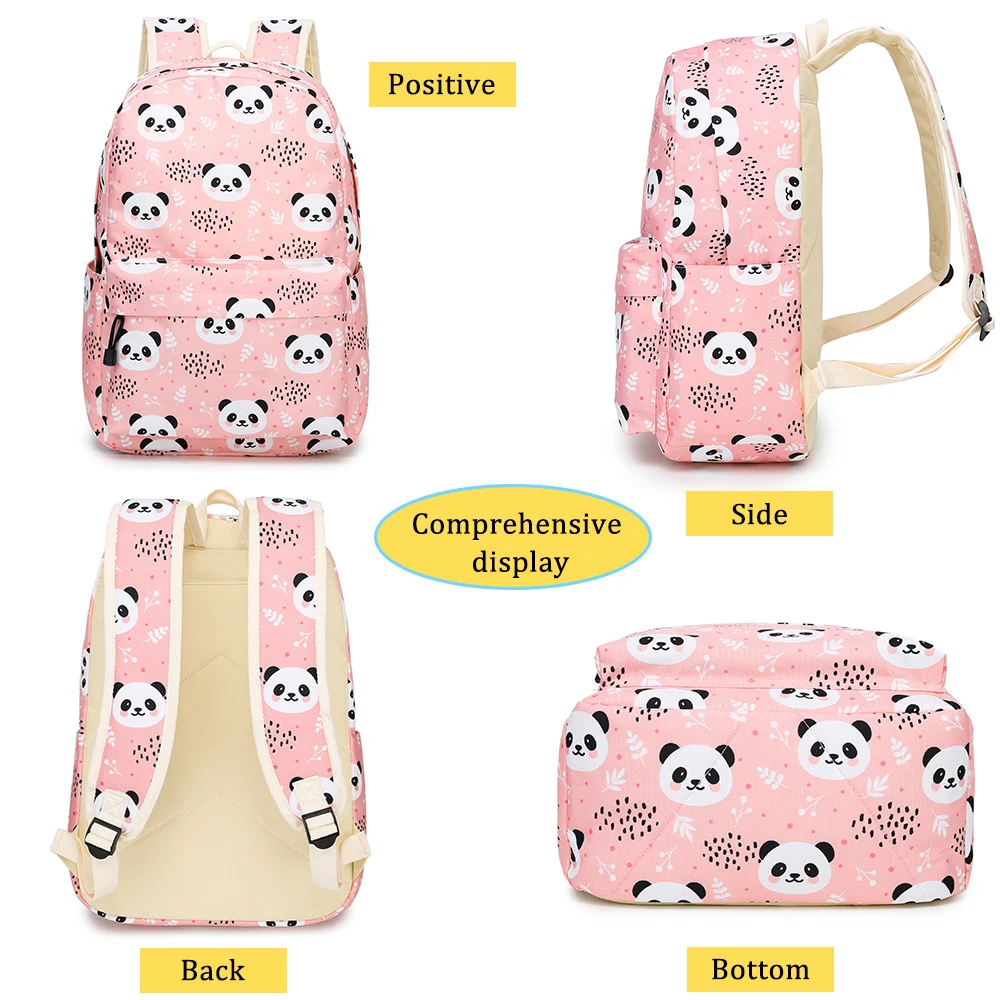 Kit escolar Panda de três peças para escola primária, incluindo mochila, lancheira e estojo. Ideal para crianças, prático e fofo. — foto 5