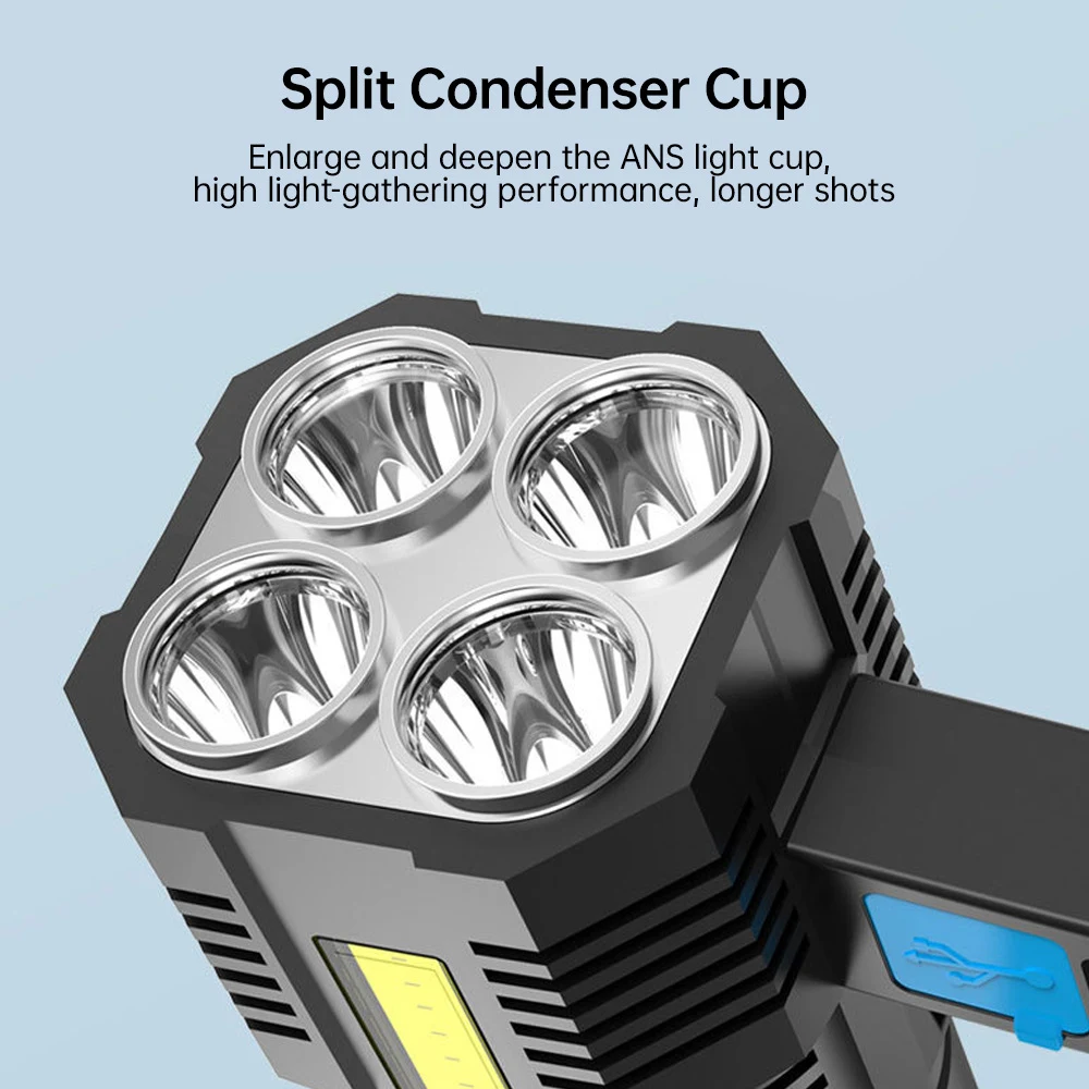 Title 5, Four Core Flashlight Super Bright Outdoor Charg...