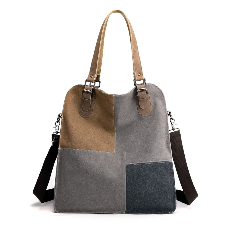Title 4, Dames retro patchwork canvas tas met grote capa...
