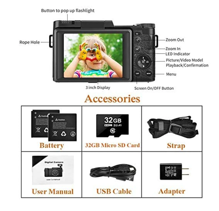 Title 7, HD 27K R2S Digital Camera with Flip HD Screen, ...