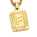 Colar masculino com pingente de letras em aço inoxidável, banhado a ouro 18K, aço titânio. Moda europeia e americana. Elegância. — foto 26