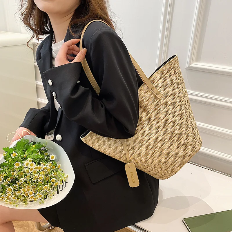 Title 2, Straw Braided Bag One Shoulder Portable Leisure...