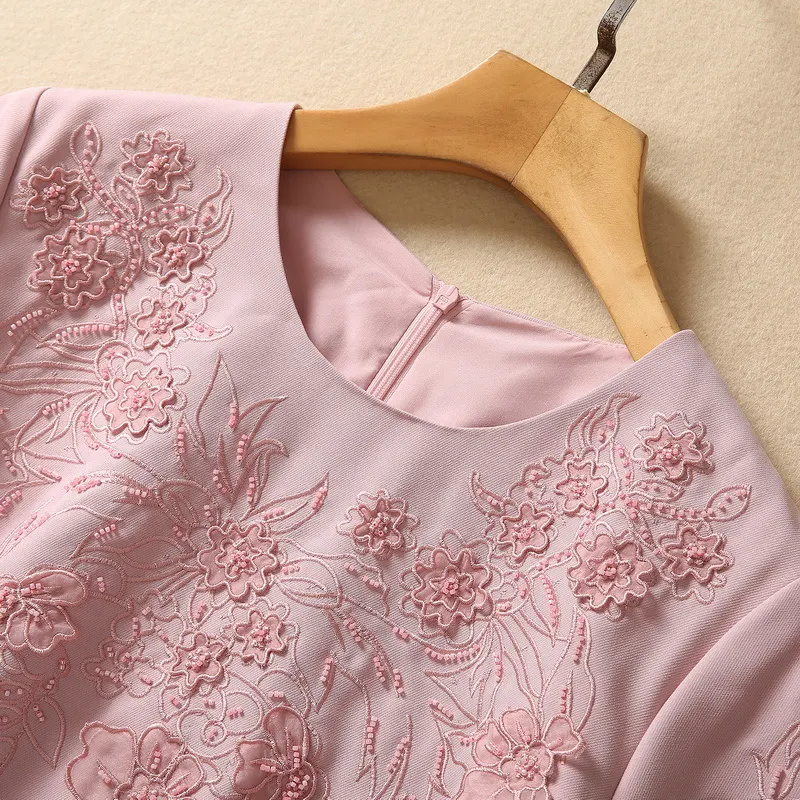 Title 9, Heavy Embroidery Beaded Round Neck Loose Dress
