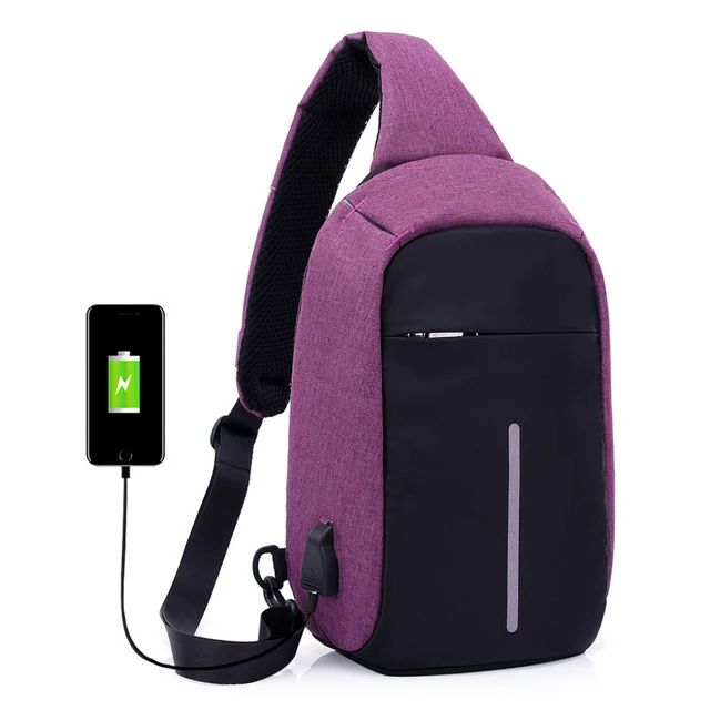 Mochila diagonal USB impermeável multicamadas. Mantenha seus eletrônicos seguros e organize tudo com esta bolsa perfeita para viagens e uso diário. — foto 3