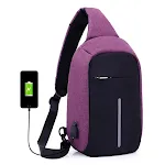 Mochila diagonal USB impermeável multicamadas. Mantenha seus eletrônicos seguros e organize tudo com esta bolsa perfeita para viagens e uso diário. — foto 3