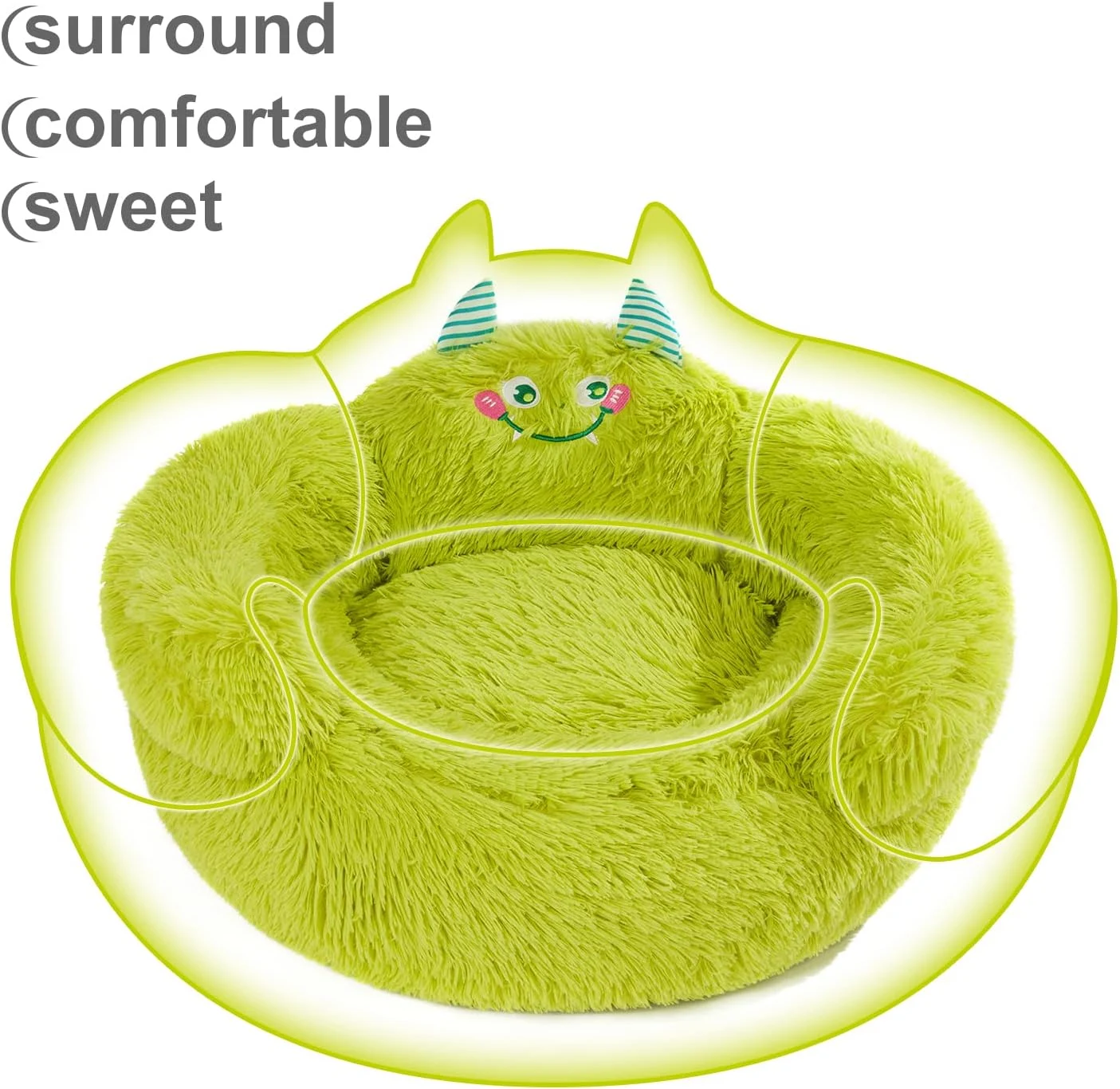 Cama Calmante para Perros y Gatos Interior con Borde Alto en Forma de Donut, Cómoda y de Felpa, Ideal para Perros Pequeños — foto 1