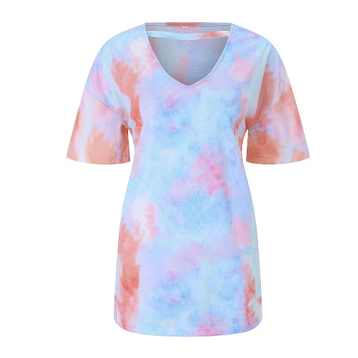 Title 3, Tie-dye V-hals T-shirt met korte mouwen, perfec...