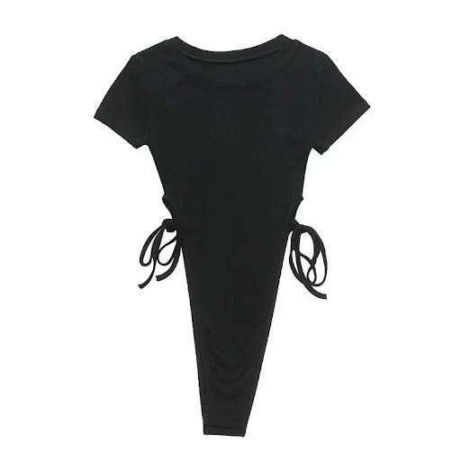 Title 3, Sexy Round Neck And High Waist Tie Shirt
