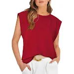 Top a righe da donna con girocollo e maniche corte ampie, perfetto per l'estate. Comodo e fresco, ideale per un look casual e versatile. — foto 10