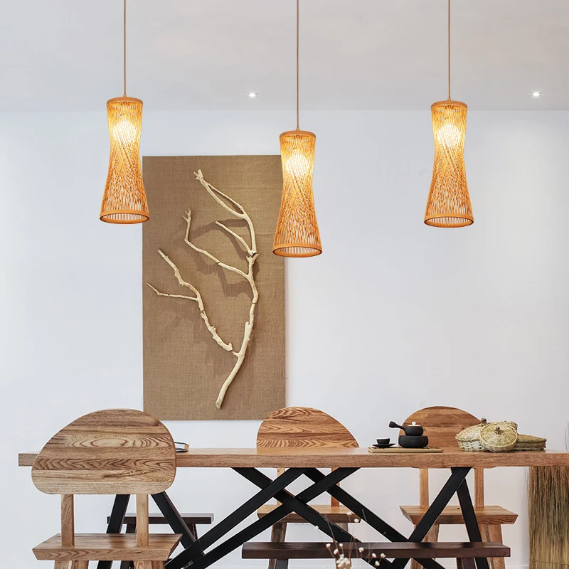 Title 5, Japanese New Chinese Style Bamboo Chandelier, a...