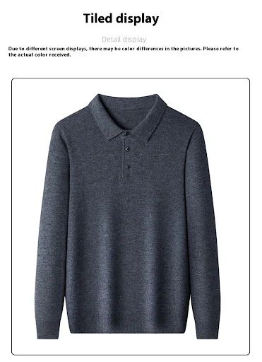 Title 17, Fall Casual Polo Collar Long-sleeved Sweater fo...
