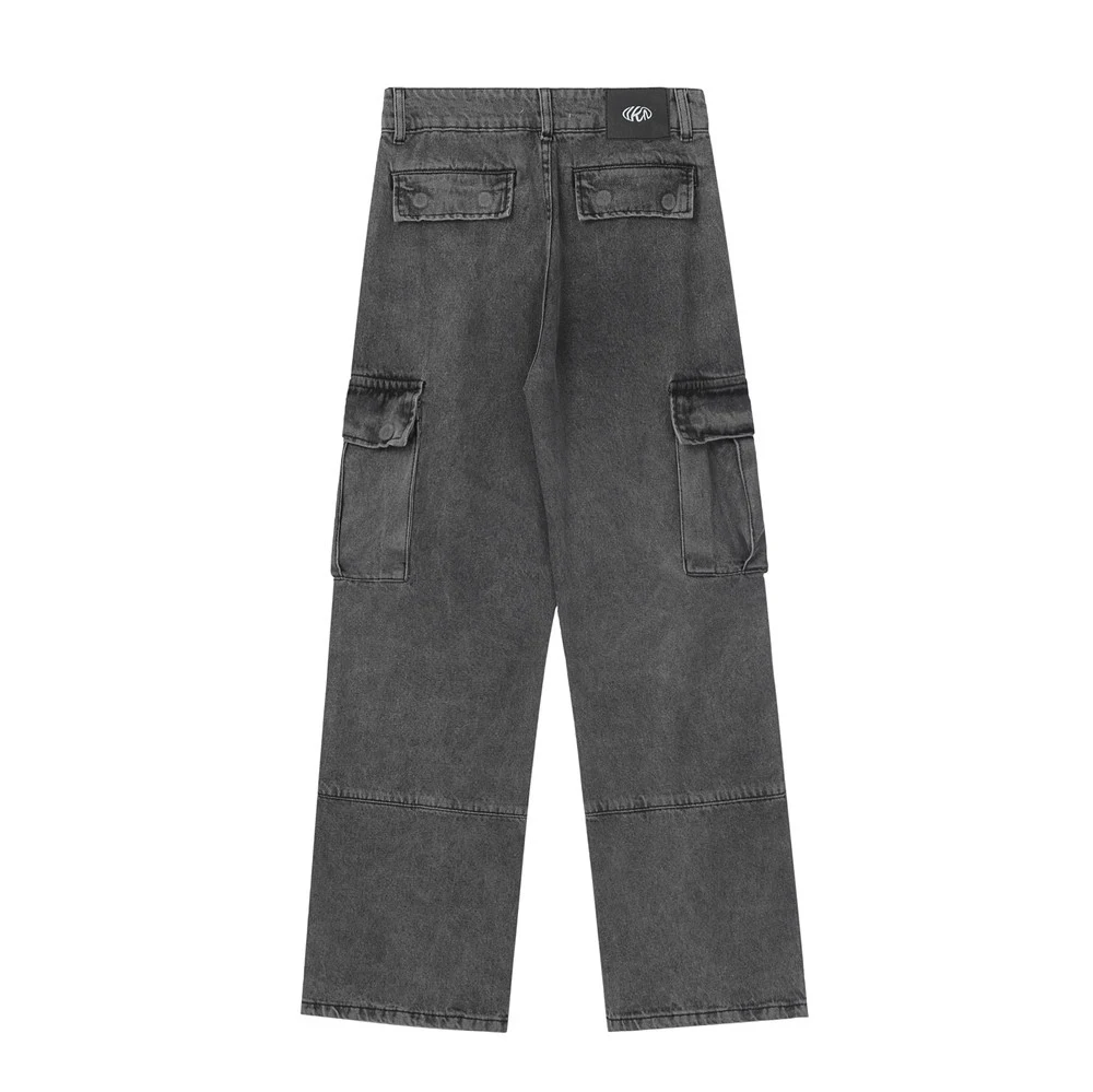 Title 5, Mens Straight Loose Multi-pocket Stitching Jea...