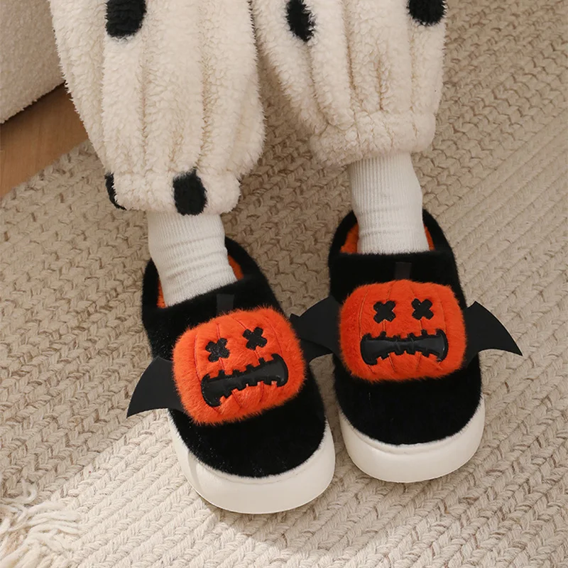 Title 3, Halloween Cartoon Funny Pumpkin Slippers With S...