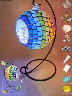 Luminária Menorá Pendurada DIY Mosaico de Vidro Artesanal Quebra-Cabeça Infantil Brinquedos Caseiros Estimulando a Criatividade — foto 18