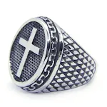 Titanium Stalen Vintage Kruis Herenring Persoonlijkheid Klassiek Design Duurzaam Sieraad Ideaal Cadeau voor Mannen — foto 2