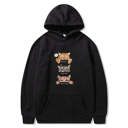 Title 2, Moletom com capuz e estampa de gato para mulher...