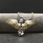 Sterling zilveren retro trendy engel hanger sweater ketting hip hop cool. Een stijlvolle ketting voor een trendy, hip hop look. Ideaal voor dagelijks gebruik. — foto 10
