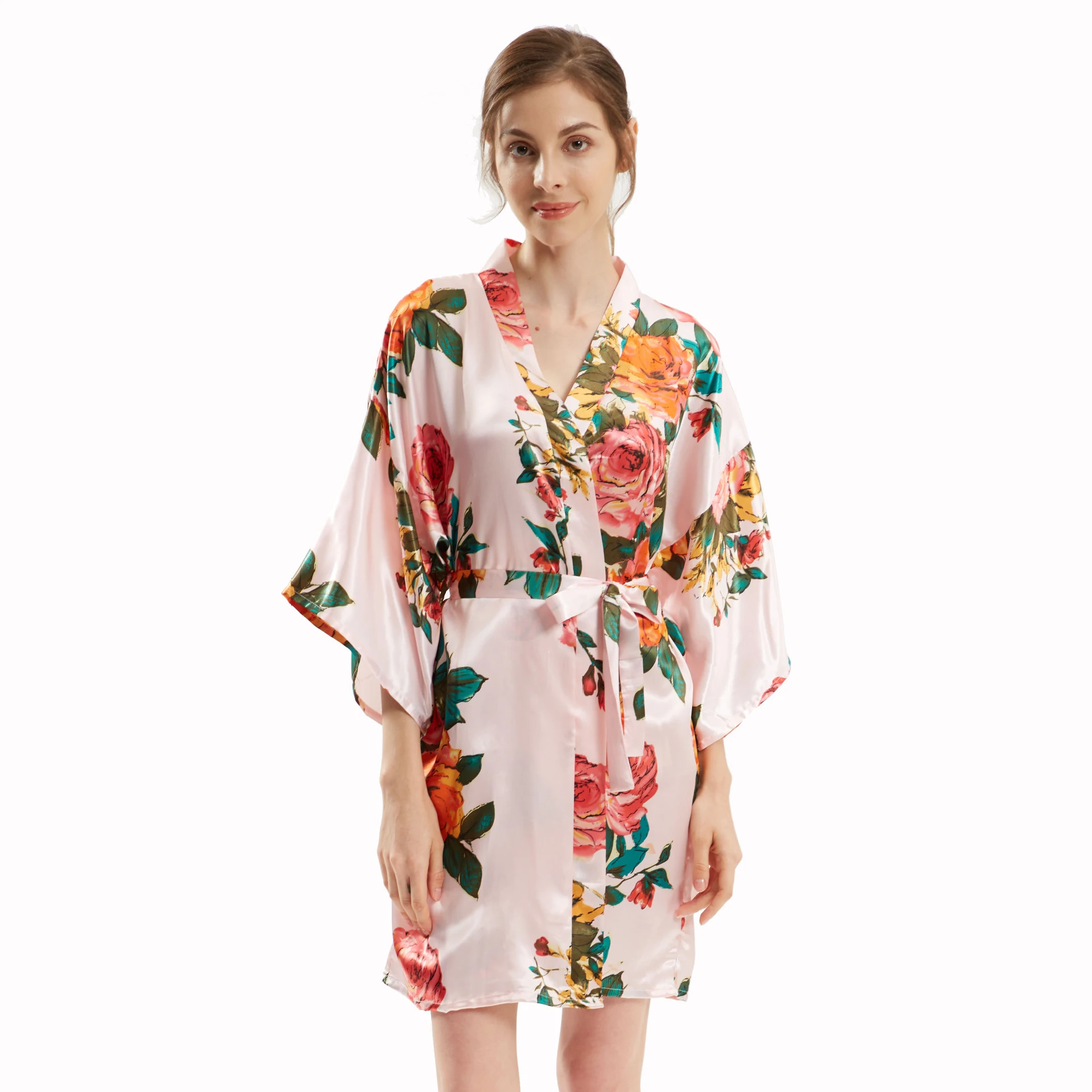 Hand Painted Peony Bridal Robe Morning Gowns Bathrobe Cardigan — photo 5