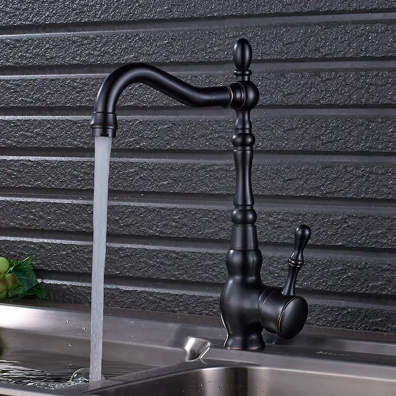 Title 6, Black Bronze Kitchen Sink with Ceramic Handle F...