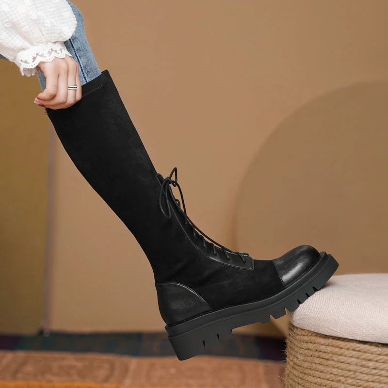 Title 5, Womens Thick-soled Thinner Lace-up Knight Boot...
