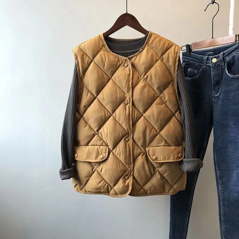 Damen Kurze Baumwolljacke Weste Lockere Pufferjacke Vielseitiger Begleiter für Alltag und Freizeit Leichte Wärme und Trendiger Look — foto 4