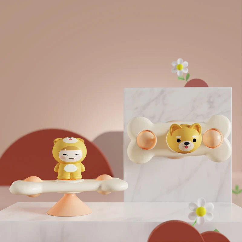 Brinquedo infantil de banho, disco voador com ventosa e mesa giratória. Estimula a coordenação motora e a diversão. — foto 2