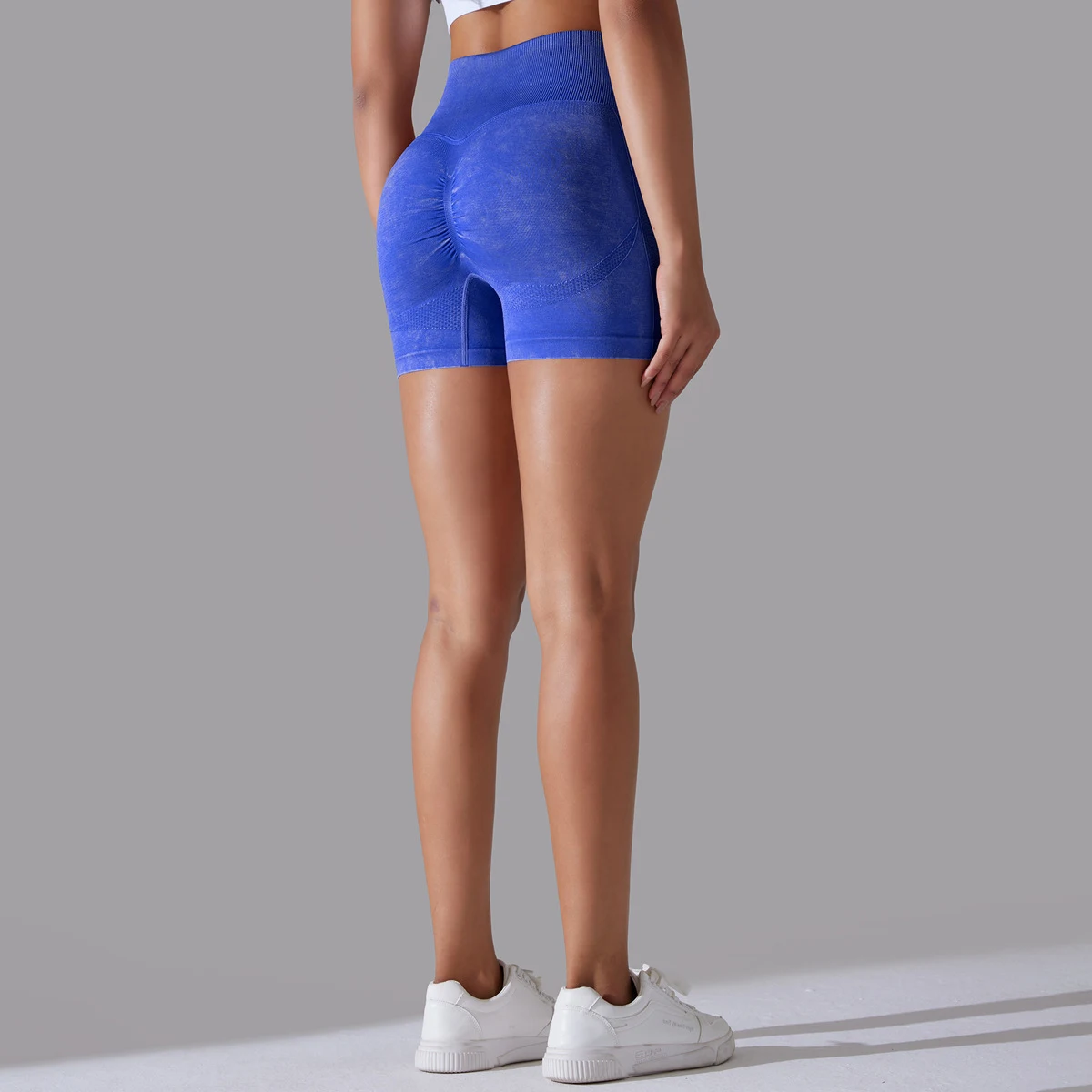 Damen Seamless Gestrickte High Waist Yoga Shorts gewaschen für optimalen Komfort beim Yoga, Training und Freizeit. Atmungsaktives Material. — foto 26