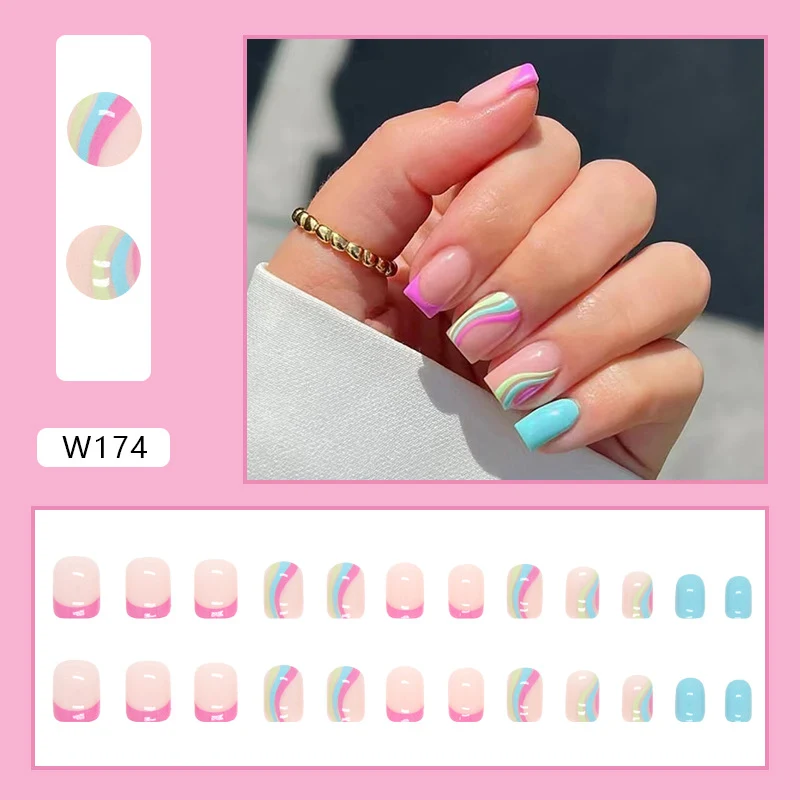 Multicolor Summer Natural Nail Sticker Wear, easy to apply, natural designs, perfect for a summery look, long-lasting we — photo 9