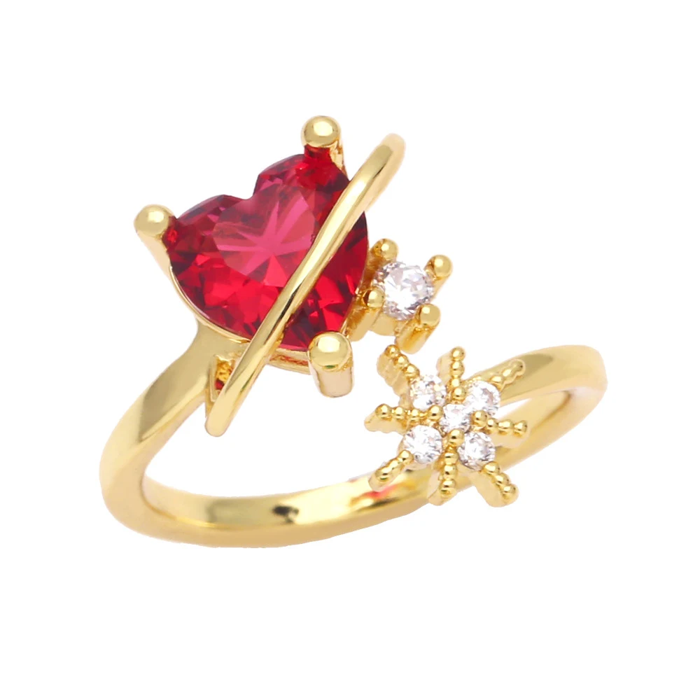 Title 3, Anel Coração de Amor com Diamantes Coloridos e ...